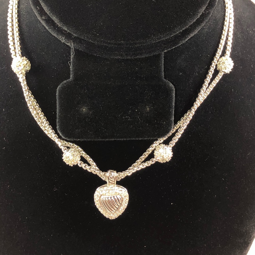 silver tone necklace with crystal balls